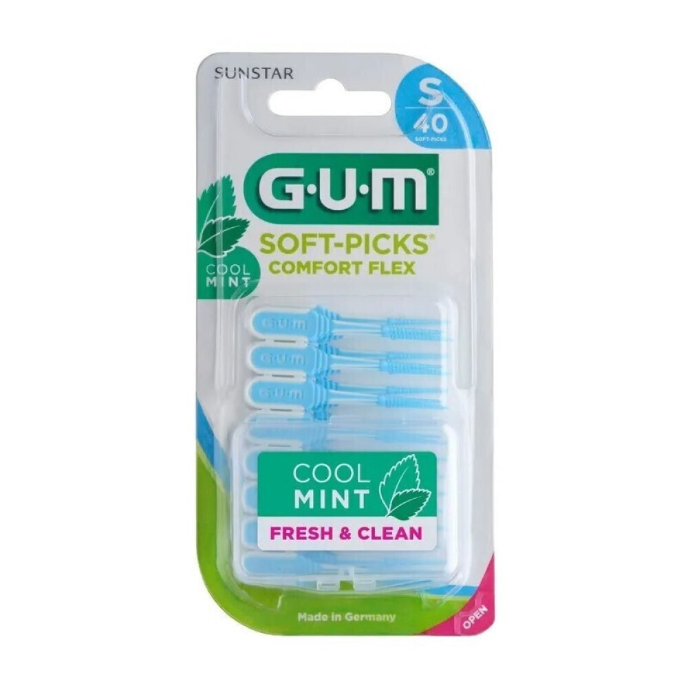 GUM - SOFT-PICKS Comfort Flex Cool Mint Μεσοδόντια Βουρτσάκια με λαβή Small (γαλάζια) - 40τμχ 669